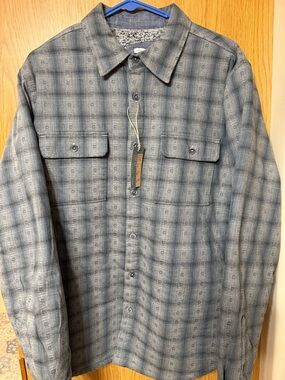 Carbon 2 Cobalt Blue Gray Fleece-Lined Jac-Shirt NWT